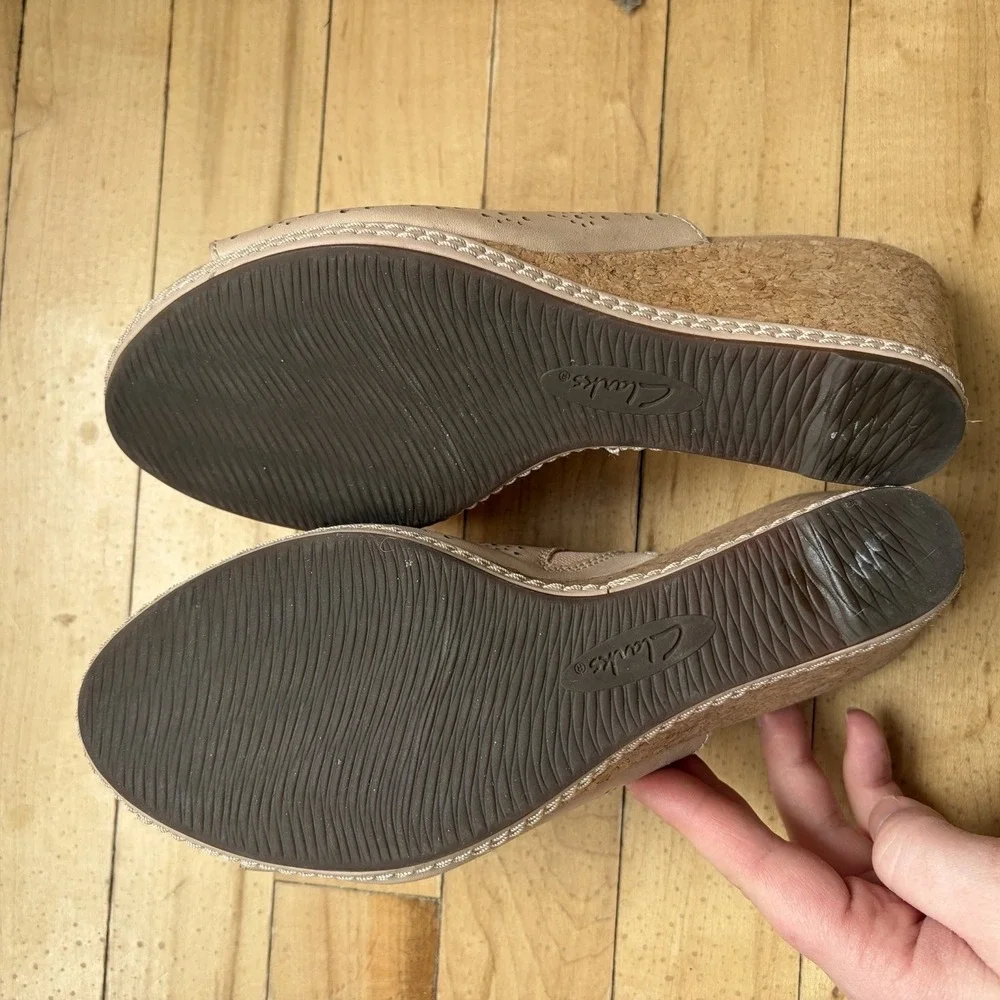 Clarks Collections Women's Helio Corridor Wedge Sandals Womens Size 8.5 Beige‎ - Picture 4 of 9